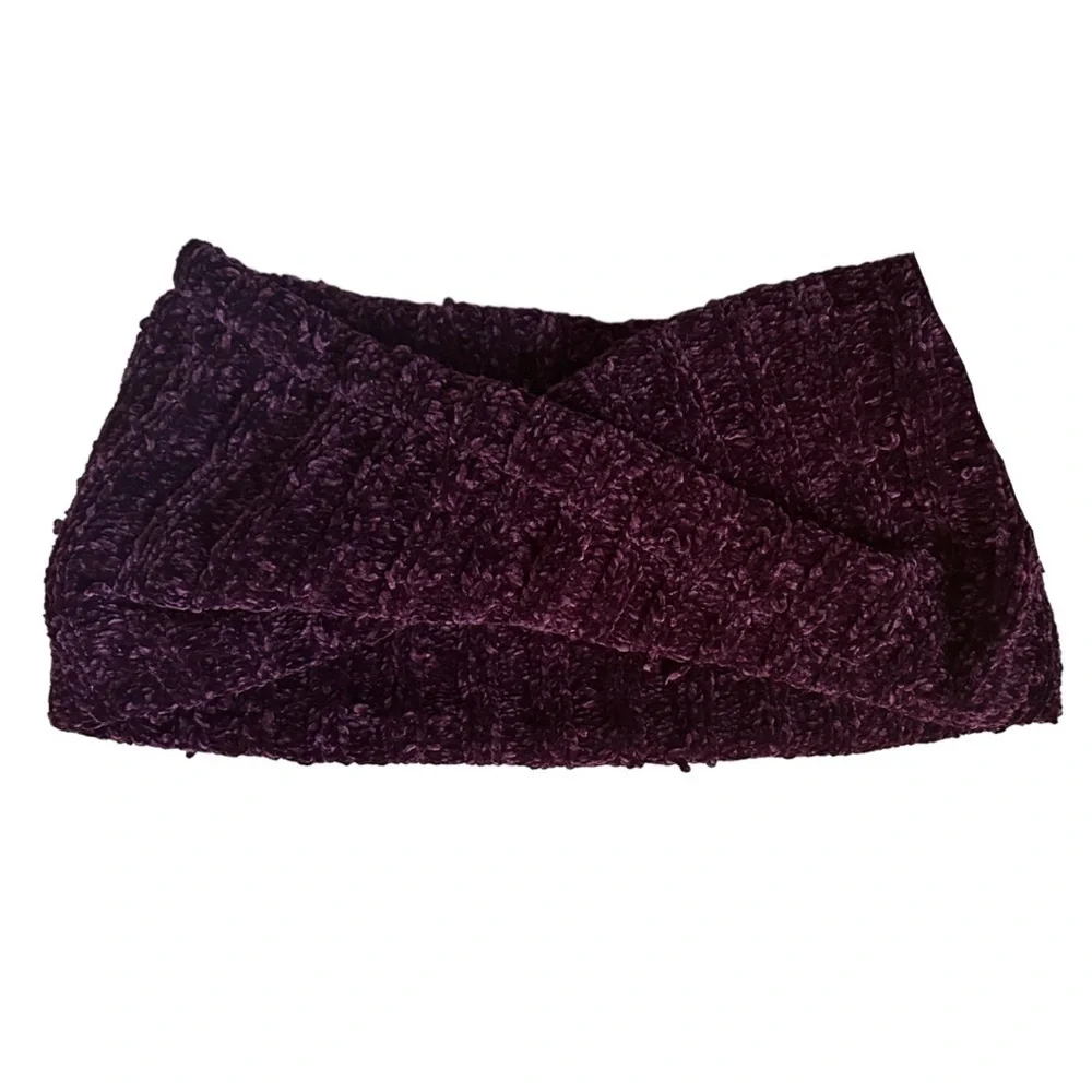 Free People Plum Wine Chenille Soft Chunky Knit Infinity Scarf